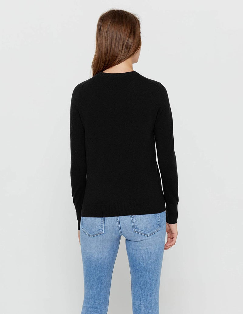 State Cashmere Womenâ€™s Essential Crewneck Sweater 100% Pure Cashmere Classic Long Sleeve Pullover (Black, Medium) - Image 3